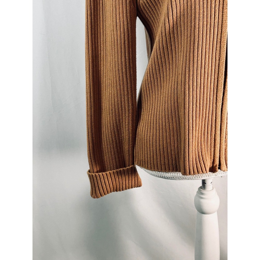 Vintage Lisa Suede Knit Zip Up Cardigan Tan Brown Western Boho Y2K Jacket Large - Picture 7 of 12